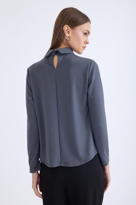 Önü Detaylı Uzun Kol Bluz - Thumbnail (8)