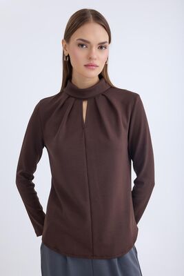 Önü Detaylı Uzun Kol Bluz - Thumbnail (11)