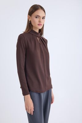 Önü Detaylı Uzun Kol Bluz - Thumbnail (15)