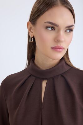 Önü Detaylı Uzun Kol Bluz - Thumbnail (13)