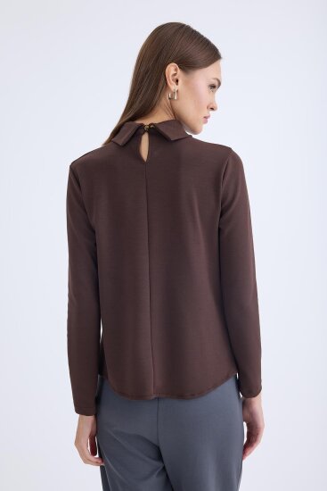 Önü Detaylı Uzun Kol Bluz - 15