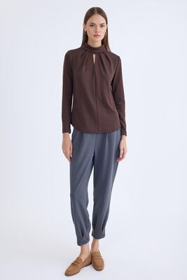 Önü Detaylı Uzun Kol Bluz - Thumbnail (12)