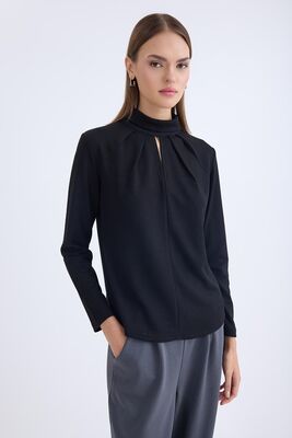 Önü Detaylı Uzun Kol Bluz - Thumbnail (19)