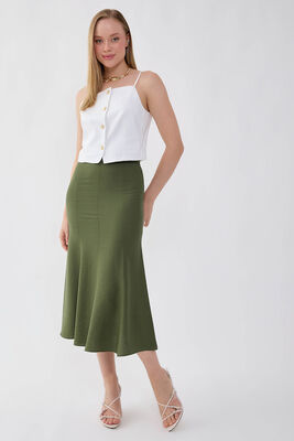 Önü Dikiş Detaylı Midi Boy Etek (1)