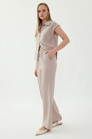 Önü Dikişli Beli Lastikli Pantolon - 3