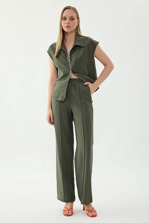 Önü Dikişli Beli Lastikli Pantolon - 6