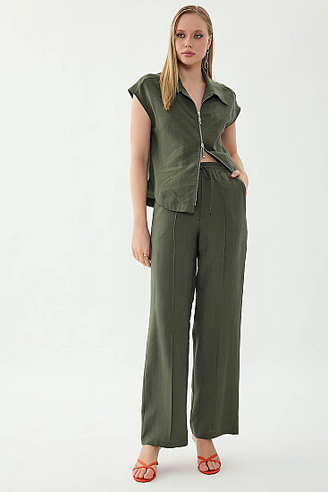 Önü Dikişli Beli Lastikli Pantolon - 7