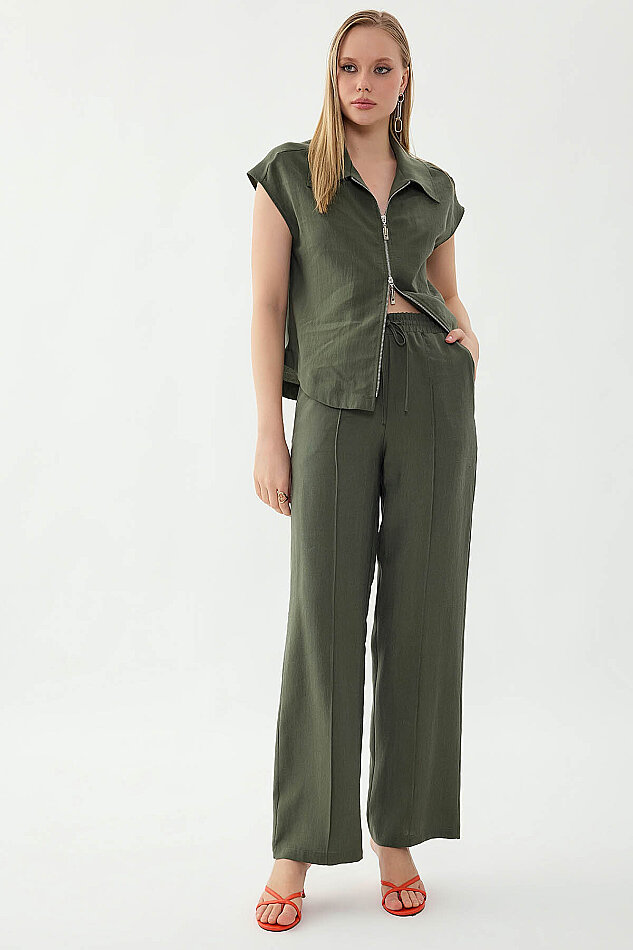 Önü Dikişli Beli Lastikli Pantolon - 7