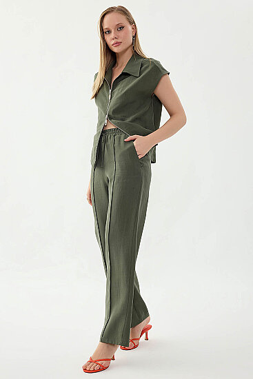 Önü Dikişli Beli Lastikli Pantolon - 8