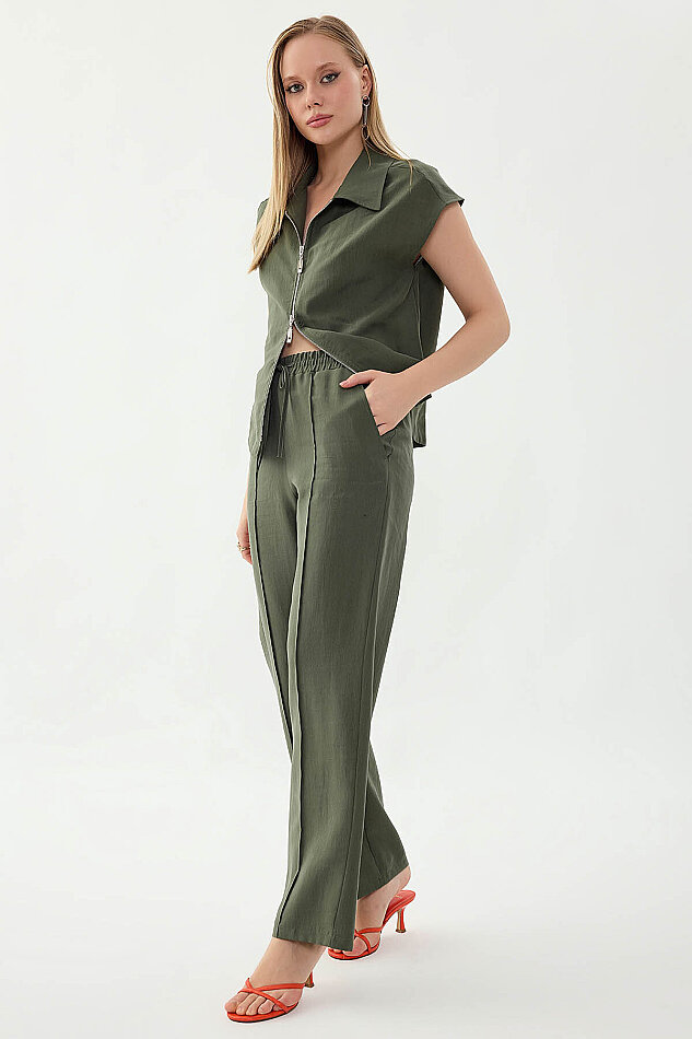 Önü Dikişli Beli Lastikli Pantolon - 8