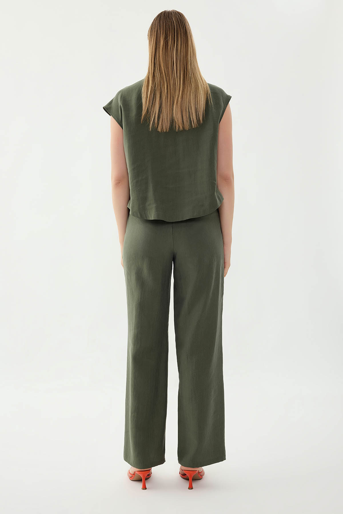 Önü Dikişli Beli Lastikli Pantolon - Thumbnail