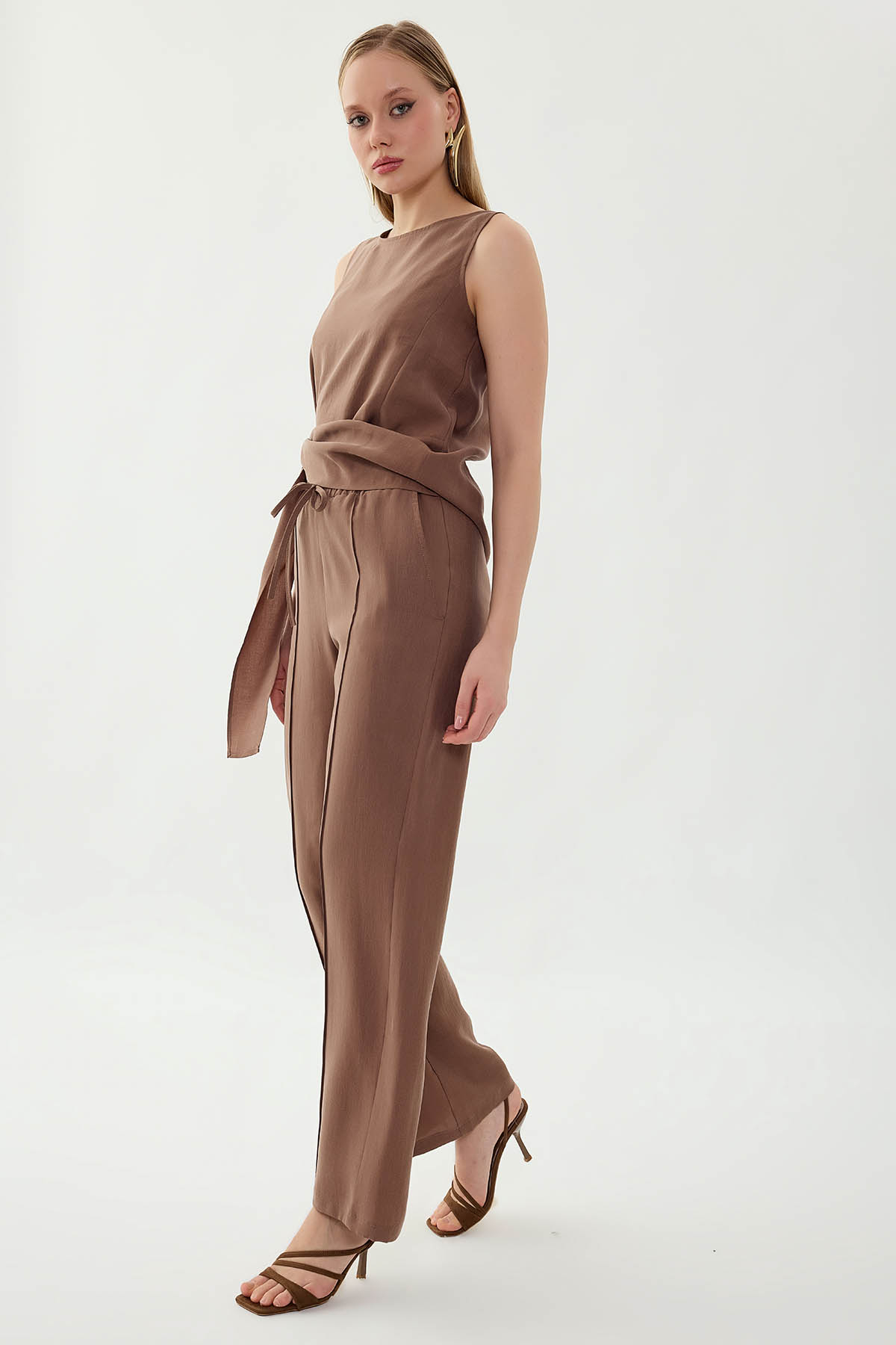 Önü Dikişli Beli Lastikli Pantolon - Thumbnail