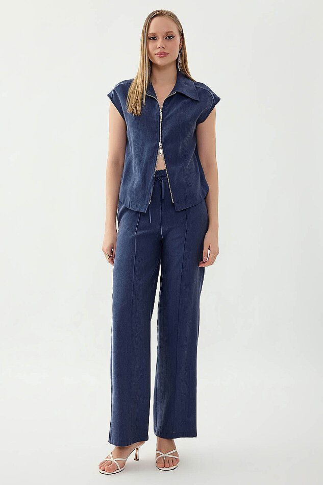 Önü Dikişli Beli Lastikli Pantolon - 16