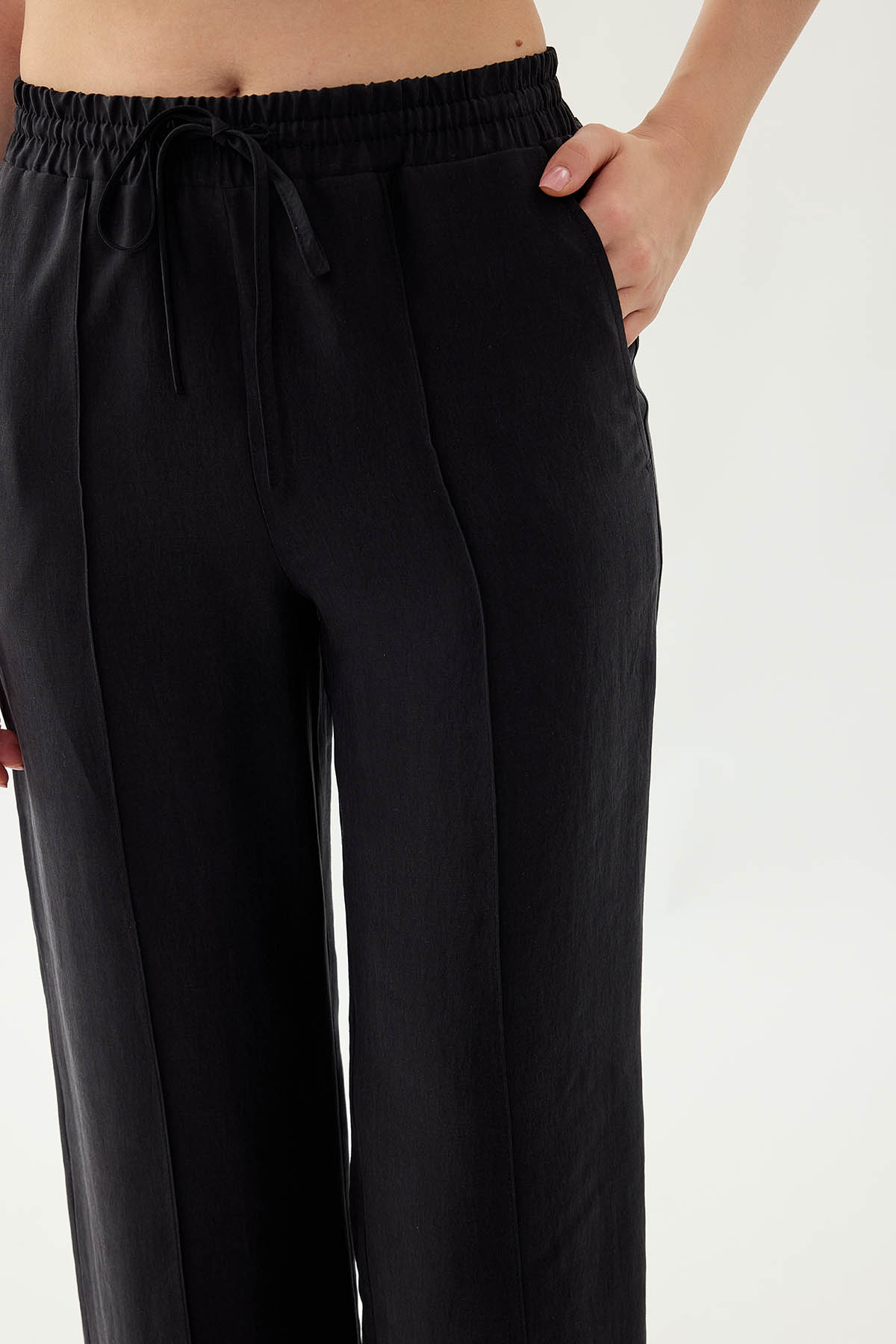 Önü Dikişli Beli Lastikli Pantolon - Thumbnail