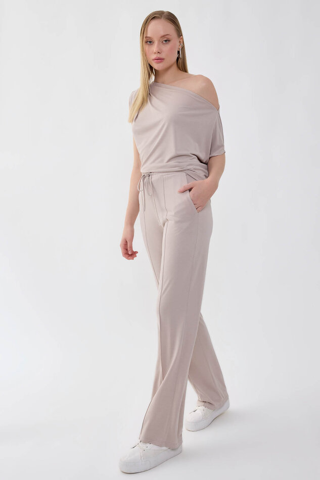 Önü Dikişli Beli Lastikli Rahat Pantolon - 3