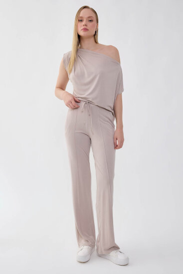 Önü Dikişli Beli Lastikli Rahat Pantolon - 4