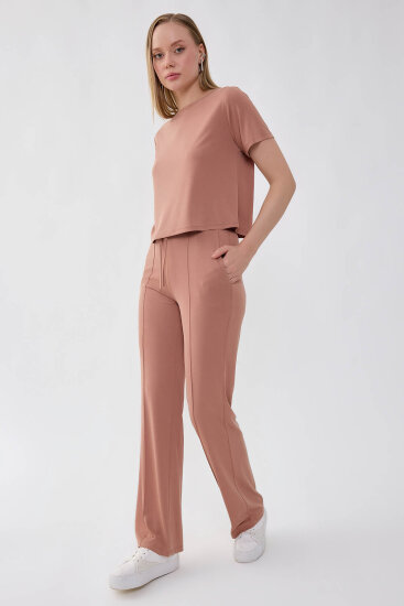 Önü Dikişli Beli Lastikli Rahat Pantolon - 8