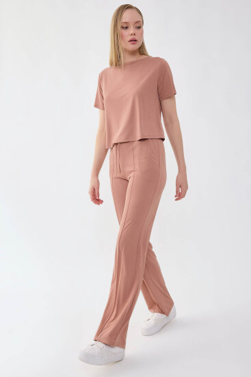 Önü Dikişli Beli Lastikli Rahat Pantolon - 9