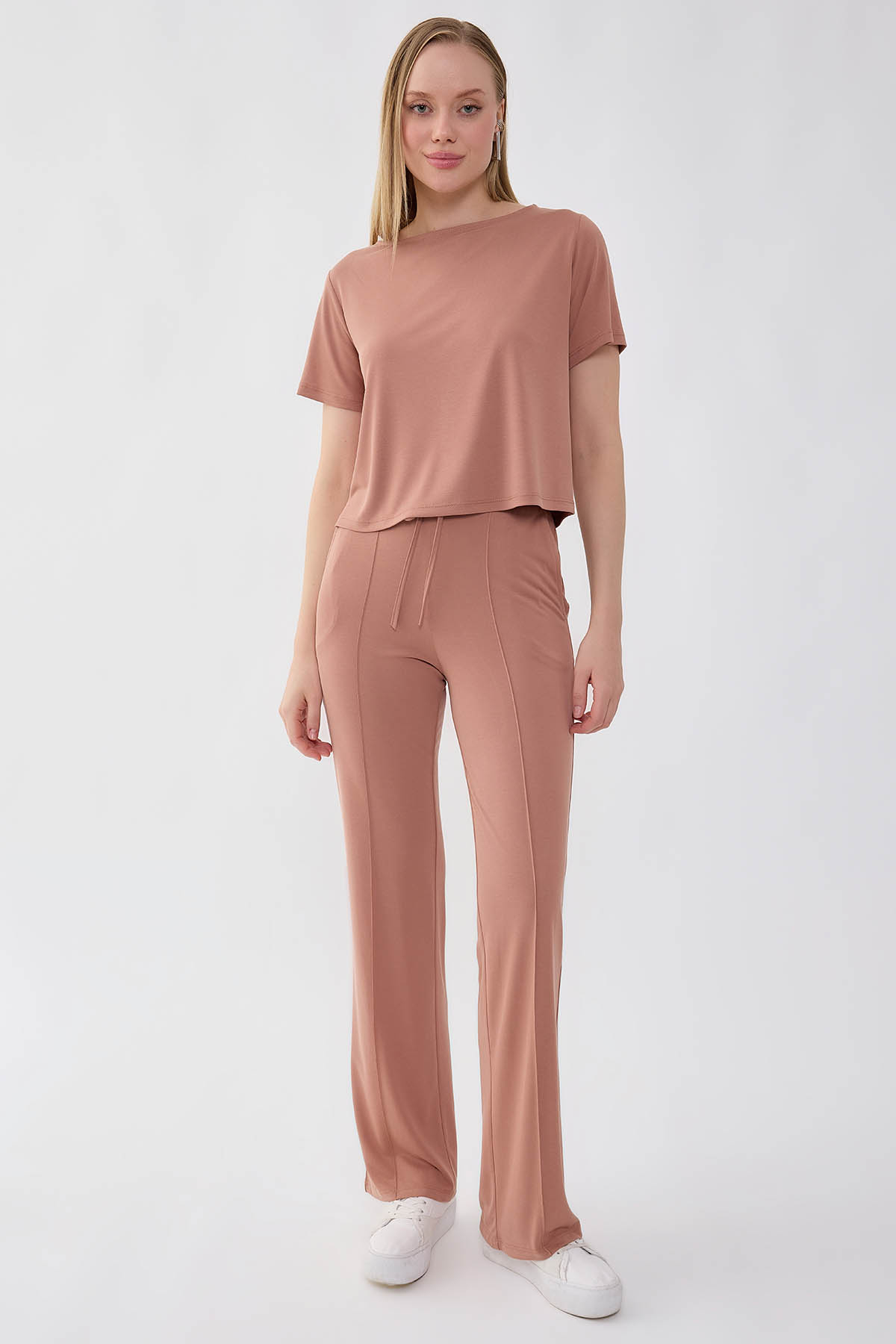 Önü Dikişli Beli Lastikli Rahat Pantolon - Thumbnail