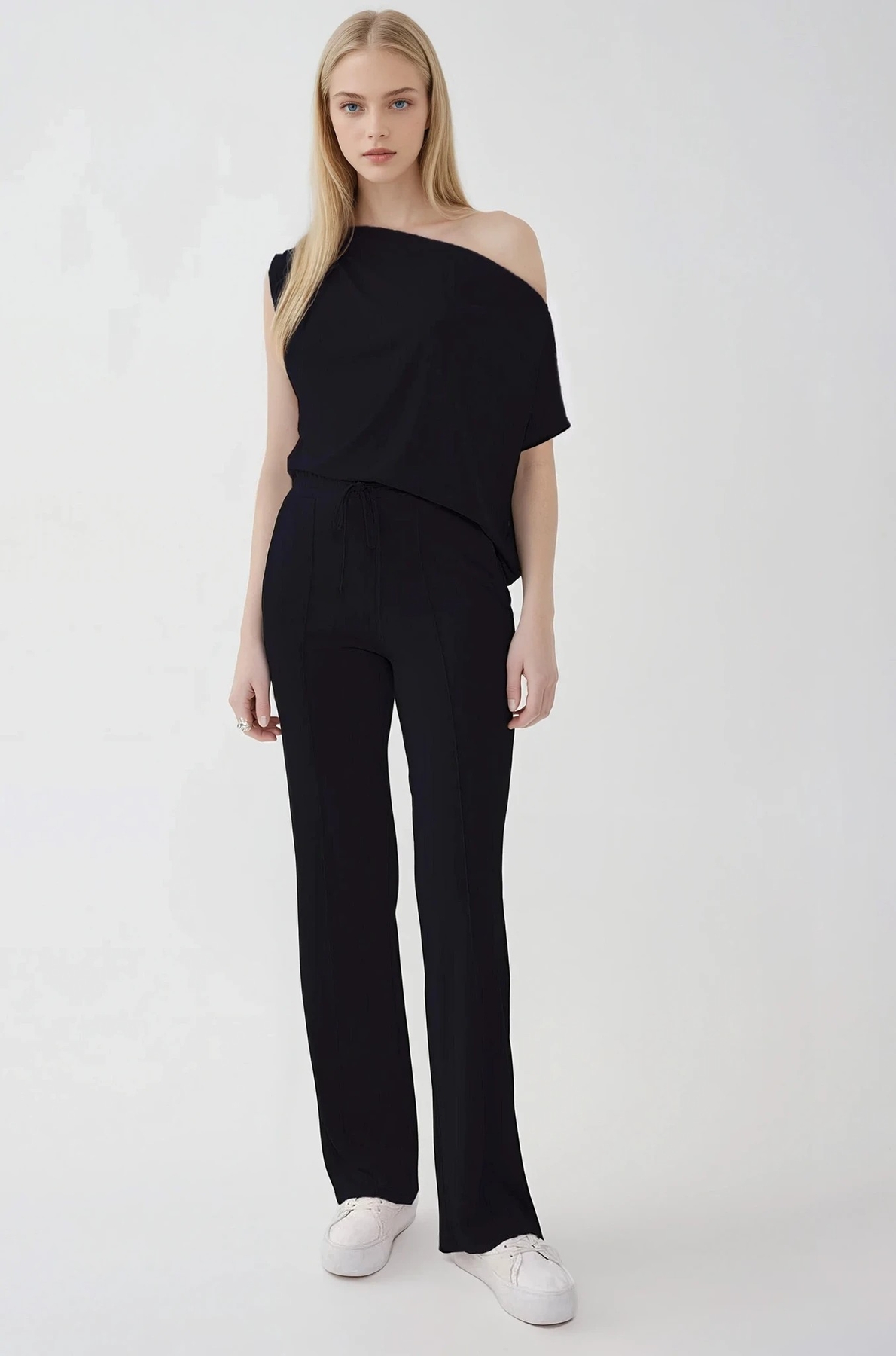 Önü Dikişli Beli Lastikli Rahat Pantolon - Thumbnail