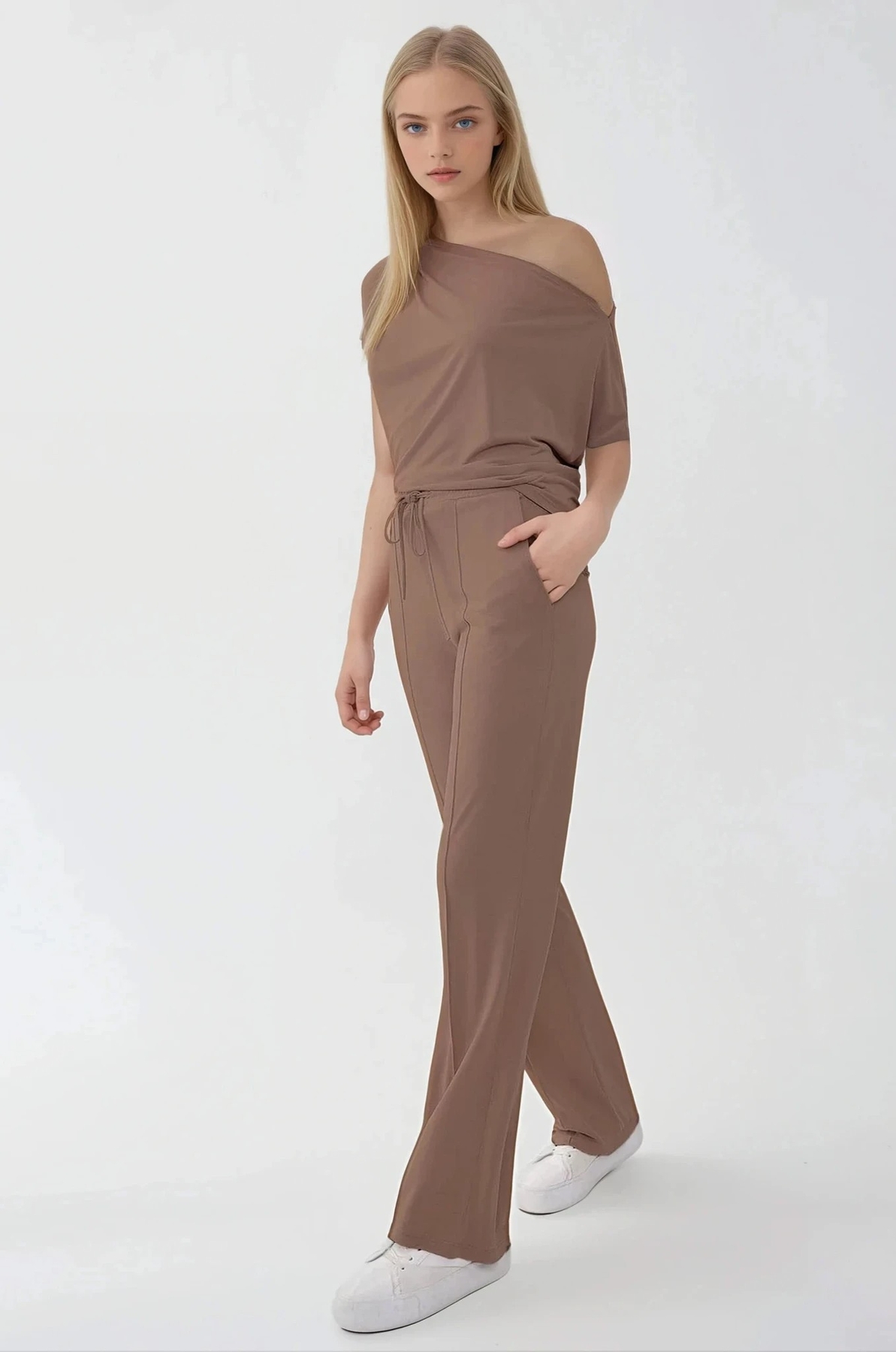 Önü Dikişli Beli Lastikli Rahat Pantolon - Thumbnail