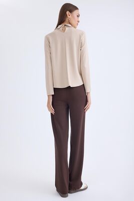 Önü Dikişli Geniş Paça Beli Lastikli Pantolon - Thumbnail (8)