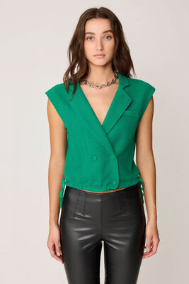 Önü Düğmeli Beli Büzgülü Triko Yelek - Thumbnail (7)