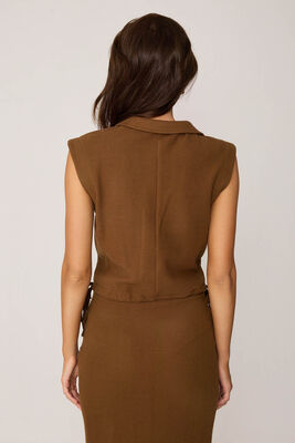 Önü Düğmeli Beli Büzgülü Triko Yelek - Thumbnail (19)