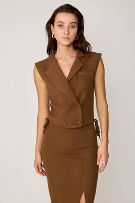 Önü Düğmeli Beli Büzgülü Triko Yelek - Thumbnail (16)