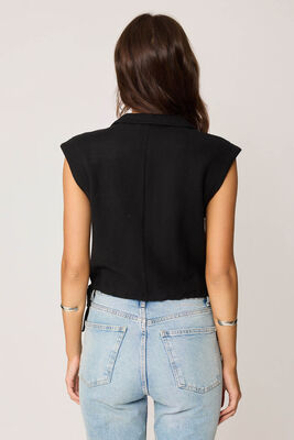 Önü Düğmeli Beli Büzgülü Triko Yelek - Thumbnail (4)