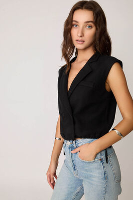 Önü Düğmeli Beli Büzgülü Triko Yelek - Thumbnail (2)