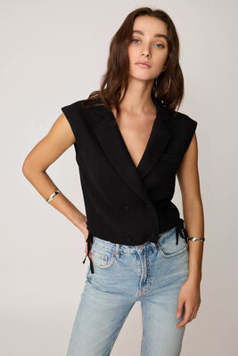 Önü Düğmeli Beli Büzgülü Triko Yelek - Thumbnail (3)