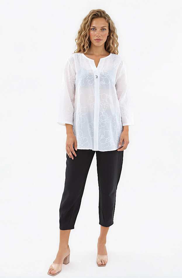 Önü Düğmeli Çiçek Desen Bluz - 1