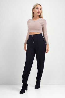 Önü Düğmeli Fermuarlı Modal Kumaş Pantolon - Thumbnail (3)