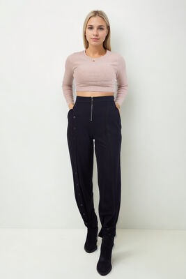 Önü Düğmeli Fermuarlı Modal Kumaş Pantolon - Thumbnail (5)