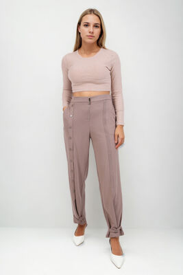 Önü Düğmeli Fermuarlı Modal Kumaş Pantolon - Thumbnail (12)