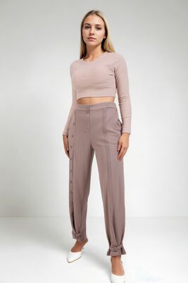 Önü Düğmeli Fermuarlı Modal Kumaş Pantolon - Thumbnail (15)