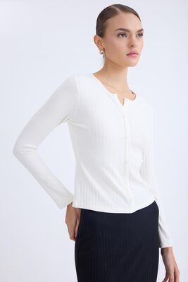 Önü Düğmeli Fitilli Uzun Kol Bluz - Thumbnail (16)