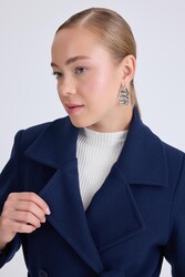 Önü Düğmeli Kuşaklı Kısa Kaşe Kaban - 65