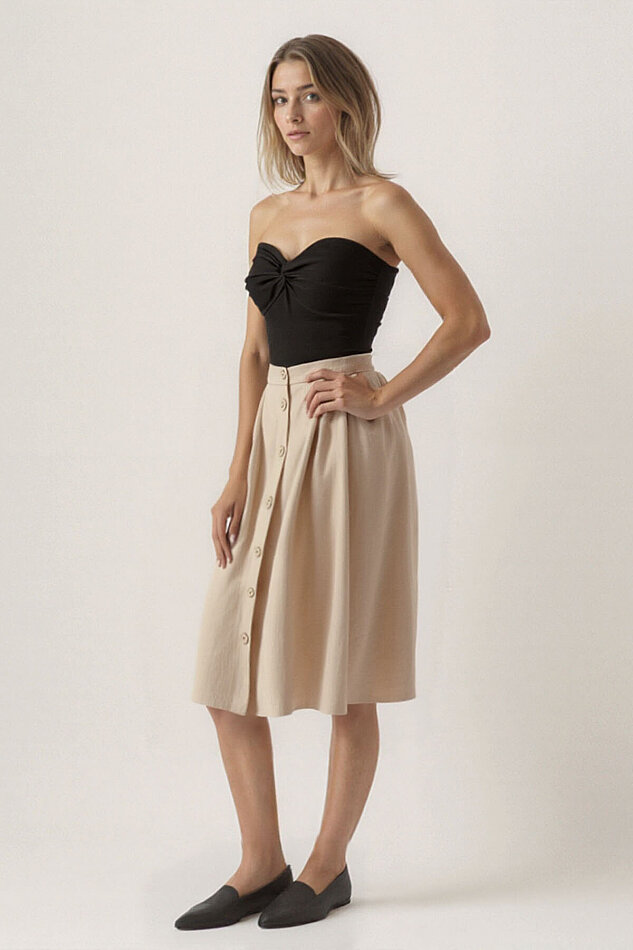 Önü Düğmeli Midi Boy Etek - 34