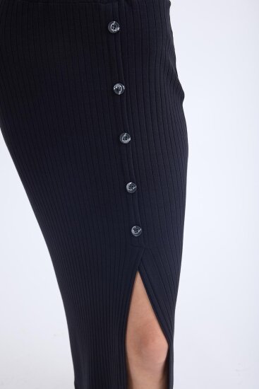 Önü Düğmeli Midi Boy Fitilli Etek - 13