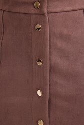 Önü Düğmeli Mini Süet Etek - 10