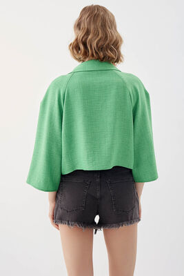 Önü Düğmeli Salaş Crop Gömlek - 10