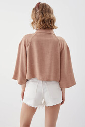 Önü Düğmeli Salaş Crop Gömlek - 15