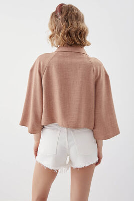 Önü Düğmeli Salaş Crop Gömlek - 15