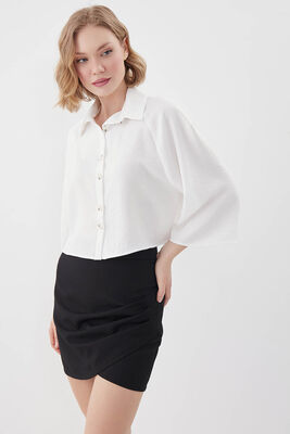 Önü Düğmeli Salaş Crop Gömlek - 18