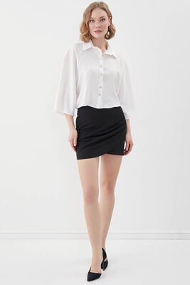 Önü Düğmeli Salaş Crop Gömlek - 16