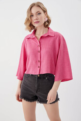 Önü Düğmeli Salaş Crop Gömlek - 22