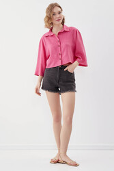 Önü Düğmeli Salaş Crop Gömlek - 21