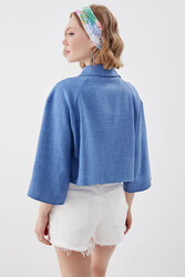 Önü Düğmeli Salaş Crop Gömlek - 29